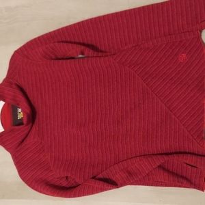 Rich red striped cozy fleece lined long sleeve winter top